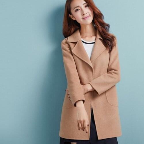 2020 New Wool Coat Female England Style Fashion Slim Long Sleeve Outerwear Autumn Elegant Office Lady Casual Woolen Jacket S-2XL