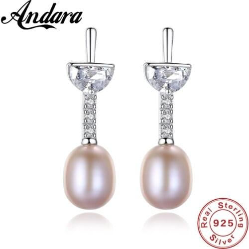 New Arrival AAAAA Zircon Long Earring 925 Sterling Silver Jewelry Natural Pearl Earrings For Women 3Color