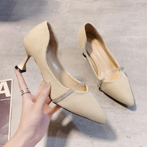New Sexy Party Pumps Concise Elegant High-heeled Shoes Bling Decoration Flock Heels Pointed Sandals Sexy High Mujer U14-87