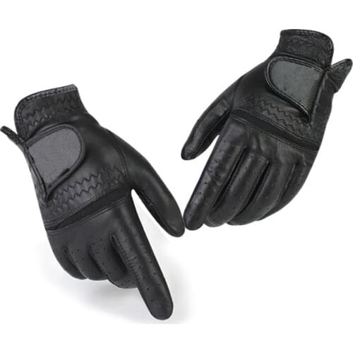 New high quality Mens Golf Gloves black sheepskin holes left and right hands One pair