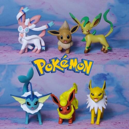 Genuine Bulk Vaporeon Flareon Jolteon Leafeon Sylveon Series Decoration Model Elf Pokemon Figure Toy Gift