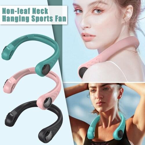 Non-leaf Neck Hanging Sports Fan 3-speed Adjustable Mini Usb Portable Fan Rechargeable Air Cooler Small Desk Air Cooler