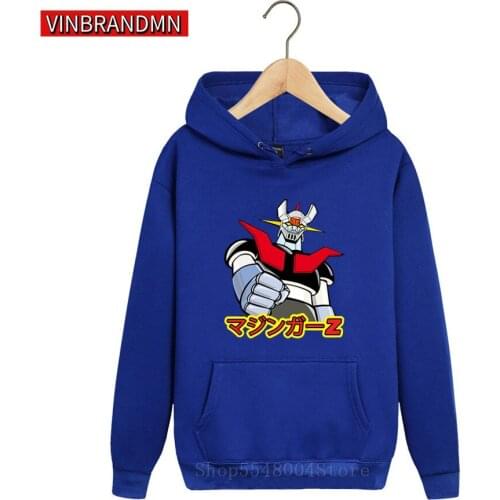Japan Anime Mazinger Z Sweatshirts hooded Men Cartoon UFO Robot Grendizer Goldorak Hoodies Great Mazinger Kangaroo Pocket Hoodie