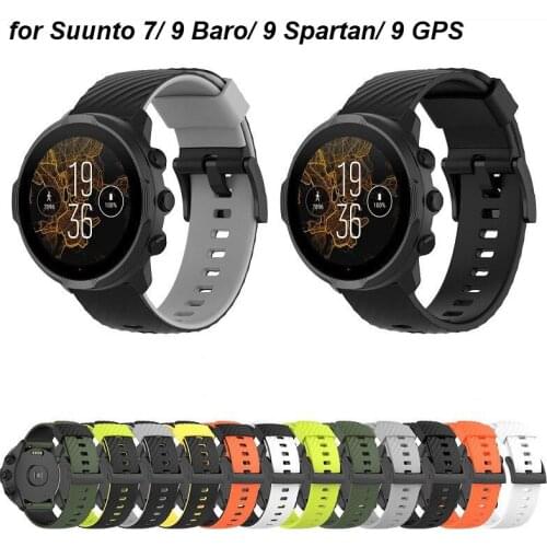 Bands Compatible with Suunto 7/9 Baro, Adjustable Strap 24mm Replacement Silicone Sport Band for Suunto 7 GPS Smartwatch