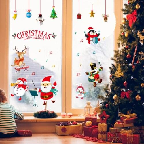 Christmas Concert Party Decorations Stickers Shop Window Living Room Bedroom Home Decor Happy Holiday Xmas Wall Mural Wall Paper