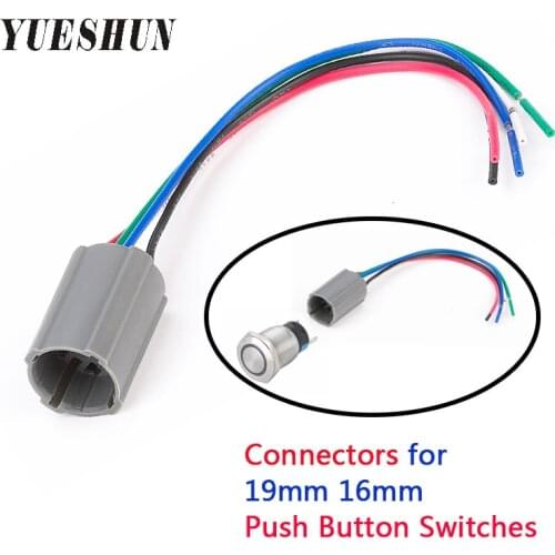 19mm 16mm 22mm Connector For Push Button Llight Switch 5 Pins 6 Pins Type Pushbutton Cable Socket Plug Wirng