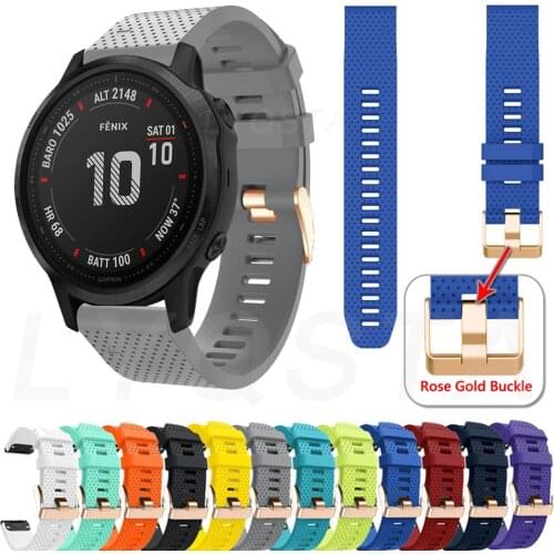 Sport Silicone Watchband for Garmin Fenix 6X 6 6S Pro 5 5S Plus bracelet 20mm Easyfit Rose gold buckle Quick Release Wrist strap