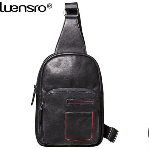 Mens Genuine Leather Sling Bag for Men Shoulder Bag Leather Messenger Bag Male Crossbody Bag Men Chest Bag Fashion Design
