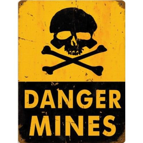 Vintage Retro Reproduction Danger Mines Do Not Enter Warning Metal Tin Sign Tin Sign 8x12 Inches
