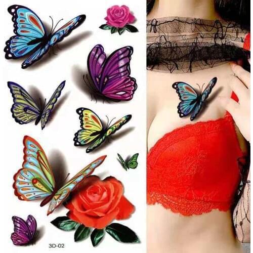 Sexy Flower Temporary Tattoos For Women Body Art Painting Arm Legs Tattoos Sticker Realistic Fake Black Rose Waterproof Tattoos