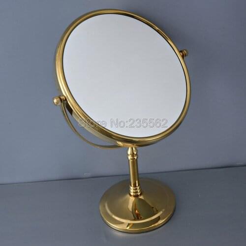 Double Face Dressing Mirror Polished Gold Color Brass Bathroom Makeup mirrors 1:1 and 1:3 magnifier Cosmetic Mirror