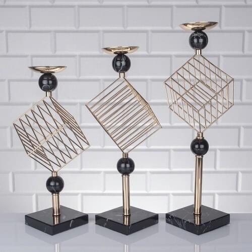 Zeyve Venice Cube Black Marble pcs set Candlestick BZ-VN43