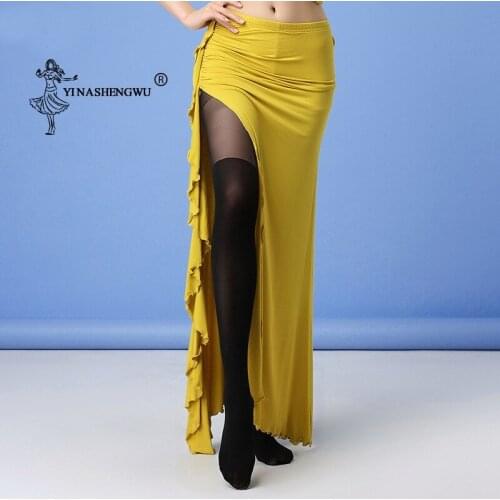 Belly Dance Modal Skirt Sides Slits Skirt Sexy Women Oriental Belly Dance Skirt Female Dance Clothes Long Design Plus Size Black