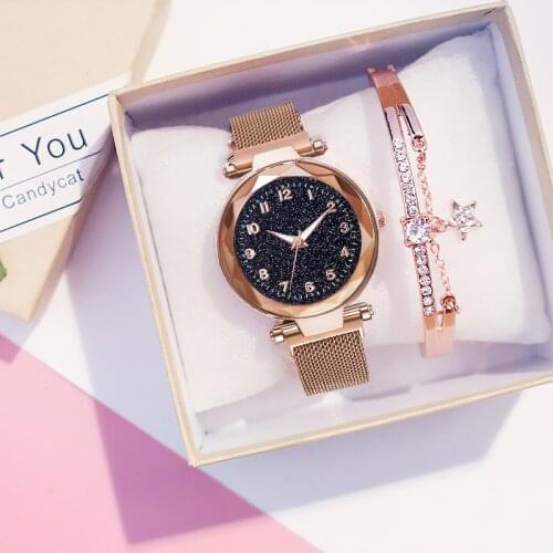 Women Luminous Watches Starry Sky Magnetic Quartz Wristwatch Lady Bracelet Watch Clock Relogio Feminino