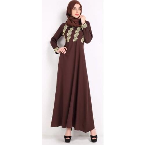 Muslim Embroidery Big Swing Dress Slim Casual Elegant Fashion High-end Casual Ladies Dress Long Sleeve Kaftan