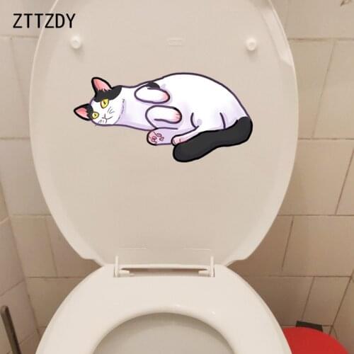 ZTTZDY 25*12.8CM Cat Toilet Sticker Wall Decal Living Room Home Decoration T3-0204