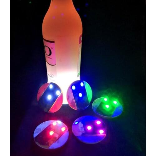 10pcs/lot LED Bottle Sticker Coaster Ultra Thin Wine Bottle Light for Xmas Party Night Clubs Wedding Table Decoration