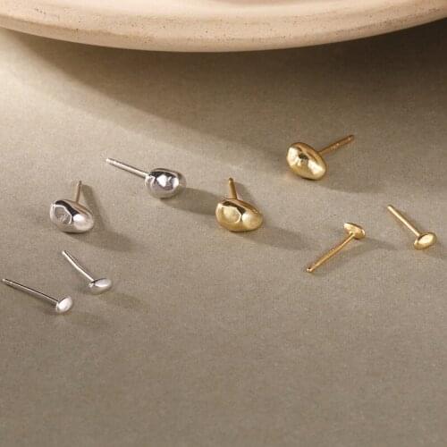 100% 925 Sterling Silver Geometric Mini Bead Stud Earrings for Women Jewelry, Minimalist Female Earings Girl Ear Accessories