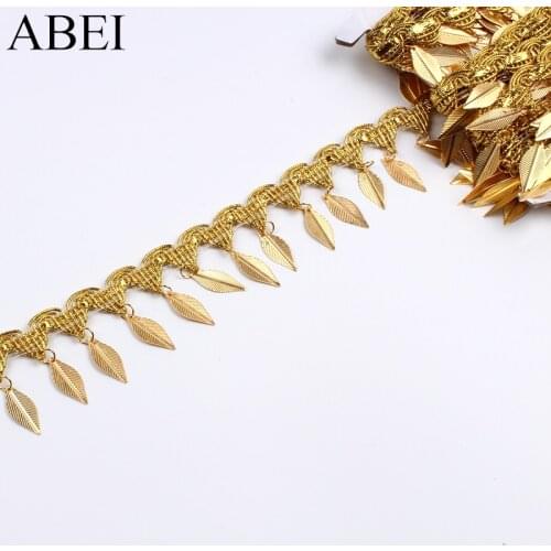 45mm 1yard Fringe Sequins Paillette Tassel Ribbon Braided Gold Lace Dancing Performance Suits Wedding Dress Sewing Fabric Decors