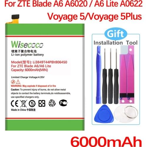 Wisecoco Li3849T44P8h906450 Battery For ZTE Blade A6 A6020 / A6 Lite A0622 Voyage 5/Voyage 5Plus/Nubia N3 NX608J CellPhone
