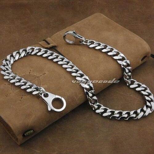 Shiny Silver Rocker Fashion Waist Pendant Solid 316L Stainless Steel Cool Mens Biker Wallet Chain 5N010WC 14"~36"