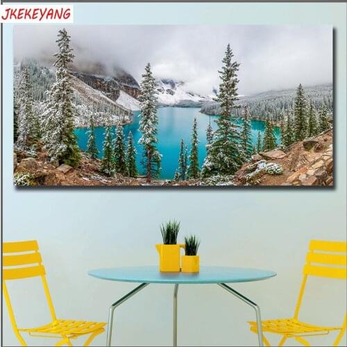 Large 5D Diy diamond painting Lake and snow mountain Diamond Mosaic Rhinestone Embroidery cross stitch Y3913