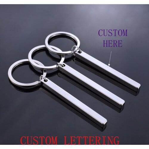 Custom Lettering Personalized Rinhoo Vertical Strip Bar Custom Name Keychain Engraving Pendant for Women/Men Birthday Gifts