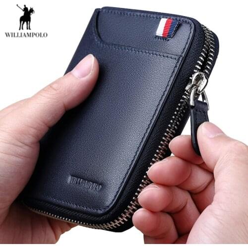 Williampolo Wallet Men Short zipper genuine leather multifunctional coin purse drivers license wallet carteira masculina portfe