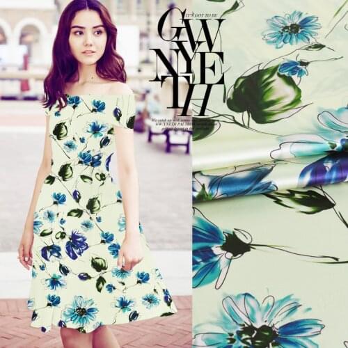 CNUM SP861 Pure Silk/ Flower Tendril /Silk Fabric 93% Silk 7% Spandex Elastic/ Width 1.29yd Thickness 19mm/ Unit: meter