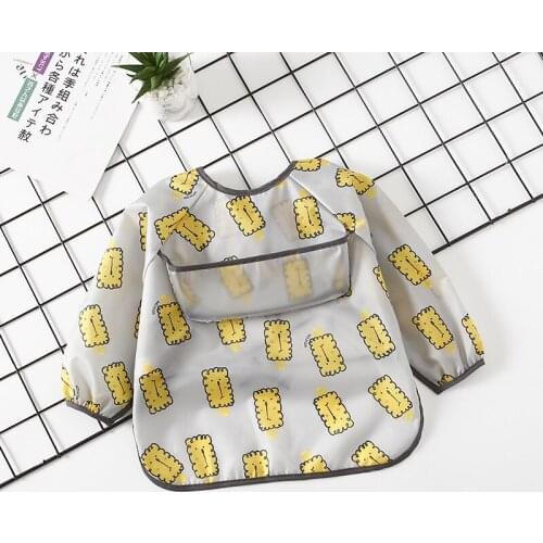 Baby Waterproof Bib Long-Sleeved Baby Gown For Infants And Young Children Polyester Taffeta Full Body Waterproof Eating Clothes