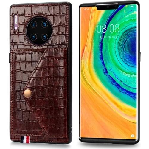 For huawei mate 30 Alligator case can absorb card storage bracket function half package mobile phone case for huawei mate 30 pro