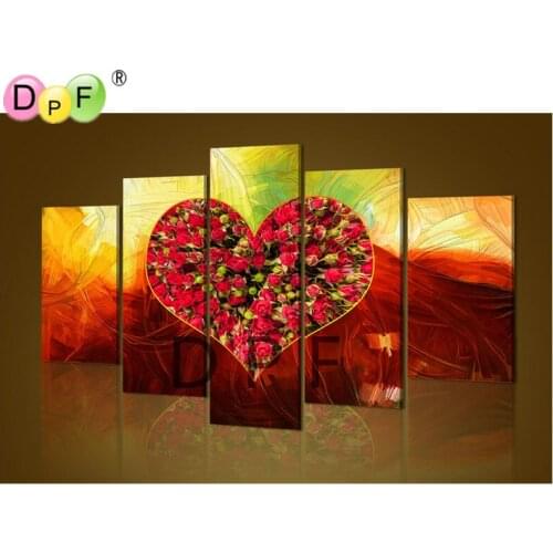 DPF Diamond Embroidery Love Rose Diamond Painting Cross Stitch Picture Of Rhinestones Full Square Diamond Mosaic flower