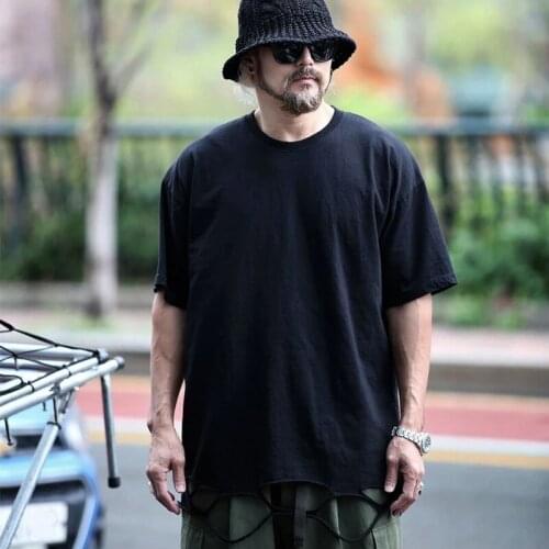 Mens new solid color round neck dilapidated loose fashion Short Sleeve T-Shirt Large personalized hip hop hip hop dance perform