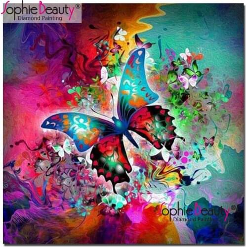 Sophie Beauty Diy Diamond Painting Colorful Butterfly Cross Stitch Animal Diamond Embroidery Rhinestone Mosaic Home Decro 19142