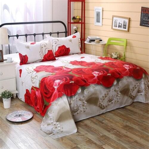 Fashion 3D Rose Flower Printing Bed Sheet Pillowcase Bedding Set Queen Luxury Home Textile King Twin Size For Adult Dropshipping