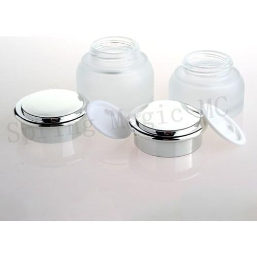 50G Frosted Glass Eye CreamJars with Silver Cap Cosmetic Container 50ml Empty Cosmetic Jar Pot Eye Shadow Face Cream Container