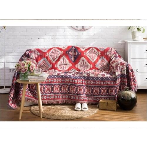 Multifunction Knitted Blanket Kilim Tassels Carpet For Sofa Living Room Bedroom Turkish Ethnic Pattern Bedspread Dust Cover