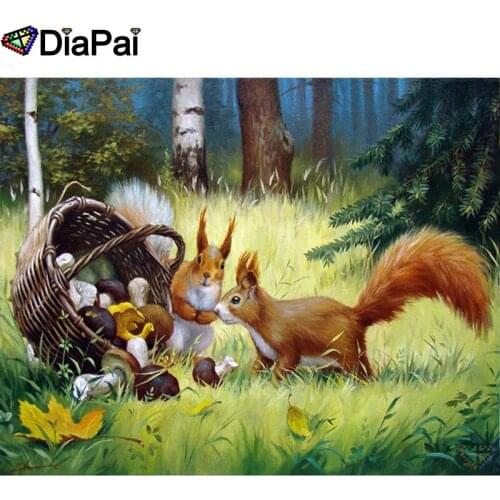 DIAPAI 100% Full Square/Round Drill 5D DIY Diamond Painting "Animal squirrel" Diamond Embroidery Cross Stitch 3D Decor A21087