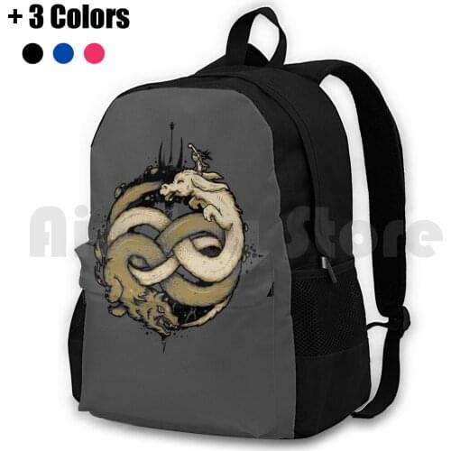 Neverending Fight Outdoor Hiking Backpack Riding Climbing Sports Bag Movies 80S Pop Neverending Story Atreyu Auryn Falcor