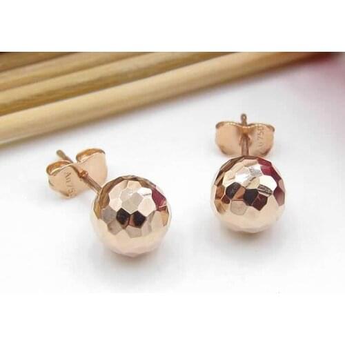 Solid AU750 Rose Gold Ball Stud Earrings 1.1g