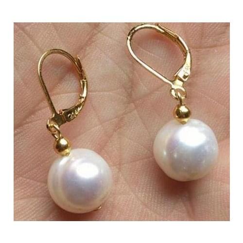 Huge AAA+ 10-11mm perfect white Freshwater pearl dangle earring