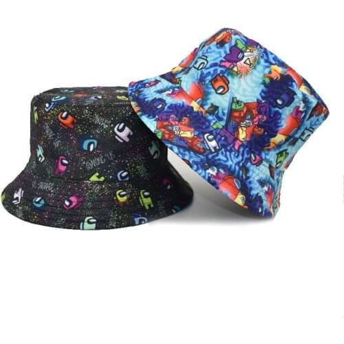 2021 cotton Cartoons print Bucket Hat Fisherman Hat Outdoor Travel Hat Sun Cap Hats for Men and Women 389