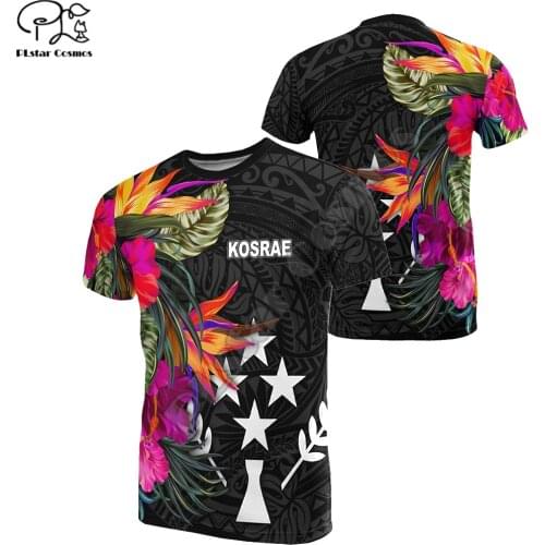 PLstar Cosmos 2021 Kosrae Polynesian Fashion Men/Women Hibiscus T-Shirts 3D Print Summer Short Sleeve Tee Colorful Tops Style-4