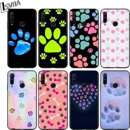 Dog foot Paw for Huawei Honor 30 20 10 9S 9A 9C 9X 8X MAX 10 9 Lite 8A 7C 7A Pro Silicone Black Phone Case