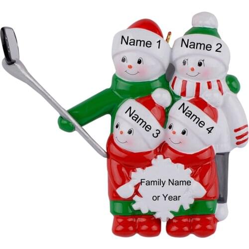Resin Snowman Family Shovel Family Of 4 Christmas Ornaments Personalized Gifts Write Own Name For Holiday or Home Decor