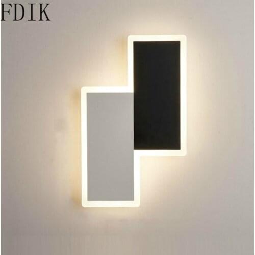 Modern Wall Lamp Bedroom Bedside White/black LED Lamps Living Room Aisle Corridor Entrance Light Background Staircase Wandlamp