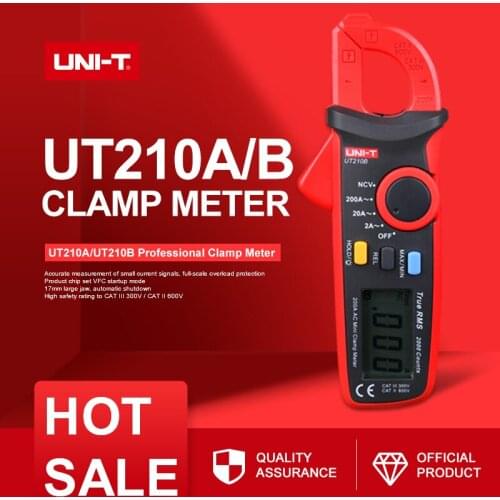 True RMS 200A AC Mini Clamp Meters UNI-T UT210B UT210A Ammeter NCV Test Professional Multimeter Digitais LCD Backlight MAX MIN