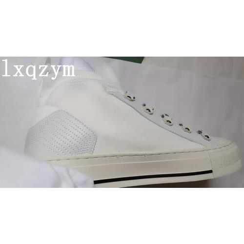 Women Shoes Knitted High Tube Canvas Letter Lace Thick Bottom Casual Breathable Thin Vulcanized Shoes Luxurys Designers