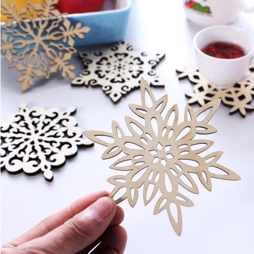 Home Table Decoration Wooden Snowflake Mug Coasters Holder Chic Drinks Coffee Tea Cup Mat Decor LX3173