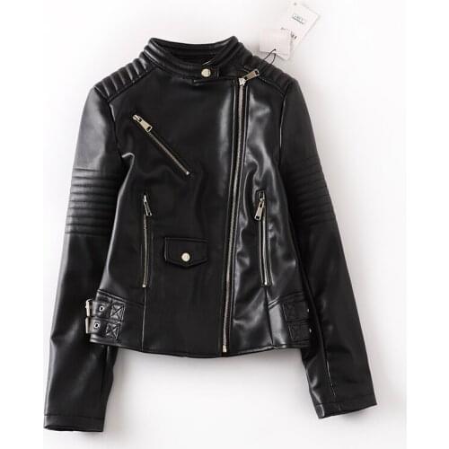 Streetwear Short Black Faux Leather Biker Coat Female Coat Spring Autumn 2021 Slim Soft PU Leather Jacket Women Jaqueta De Couro